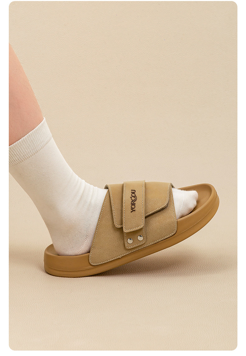 Adjustable EVA Slides with PU Strap, Soft Cushion House Slippers for Women and Men